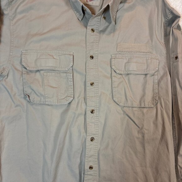 Bugle Boy Originals Cargo Mens Long Sleeve Button-Up Shirt Size L Beige Cotton - Picture 3 of 12